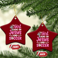 This Girl Runs On Jesus And Soccer Ceramic Ornament Christian Soccer Mom