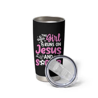 This Girl Runs On Jesus And Soccer Tumbler Cup Christian Soccer Mom
