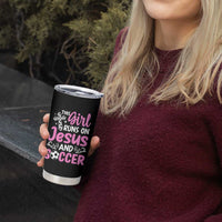 This Girl Runs On Jesus And Soccer Tumbler Cup Christian Soccer Mom