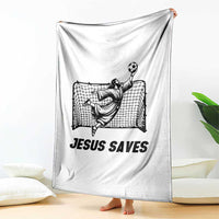 Jesus Saves Throw Blanket Funny Christian Soccer Goalie
