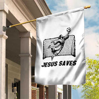 Jesus Saves Garden Flag Funny Christian Soccer Goalie