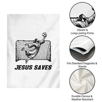Jesus Saves Garden Flag Funny Christian Soccer Goalie
