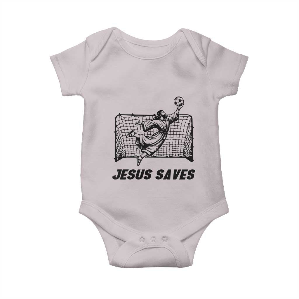 Jesus Saves Baby Onesie Funny Christian Soccer Goalie