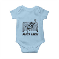 Jesus Saves Baby Onesie Funny Christian Soccer Goalie