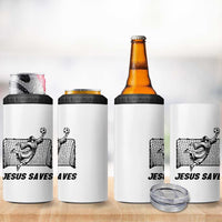 Jesus Saves 4 in 1 Can Cooler Tumbler Funny Christian Soccer Goalie