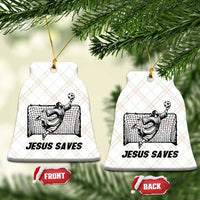 Jesus Saves Ceramic Ornament Funny Christian Soccer Goalie