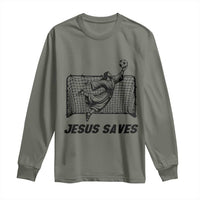 Jesus Saves Long Sleeve Shirt Funny Christian Soccer Goalie