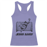 Jesus Saves Racerback Tank Top Funny Christian Soccer Goalie