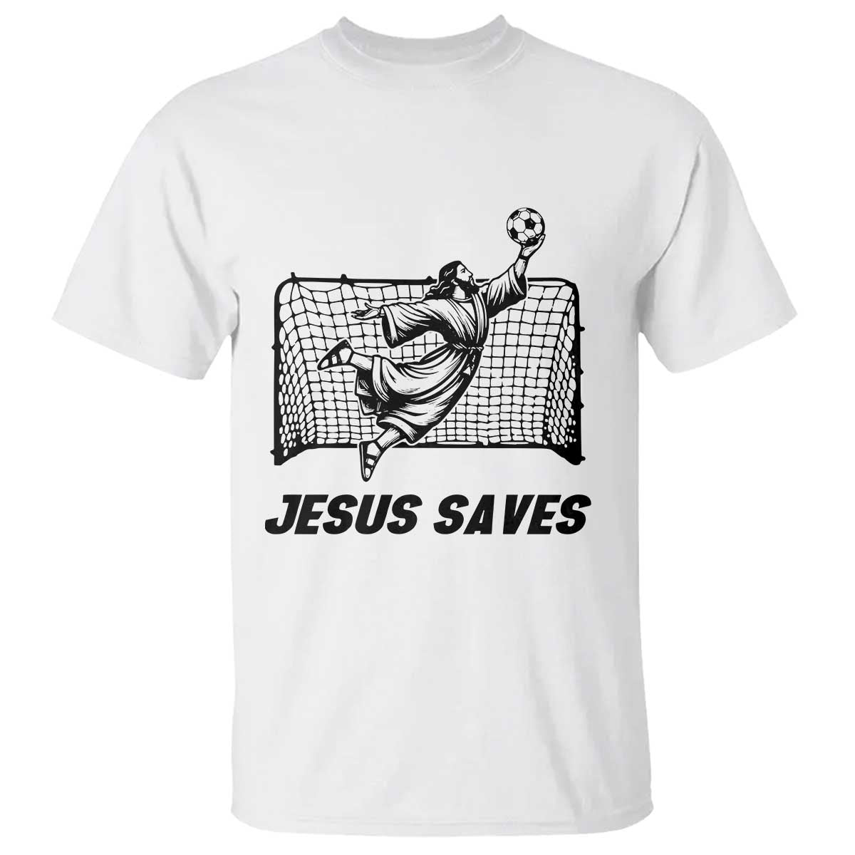 Jesus Saves T Shirt Funny Christian Soccer Goalie