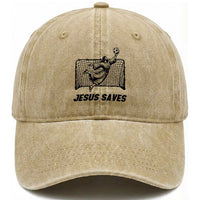 Jesus Saves Washed Cotton Baseball Cap Funny Christian Soccer Goalie