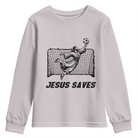 Jesus Saves Youth Sweatshirt Funny Christian Soccer Goalie