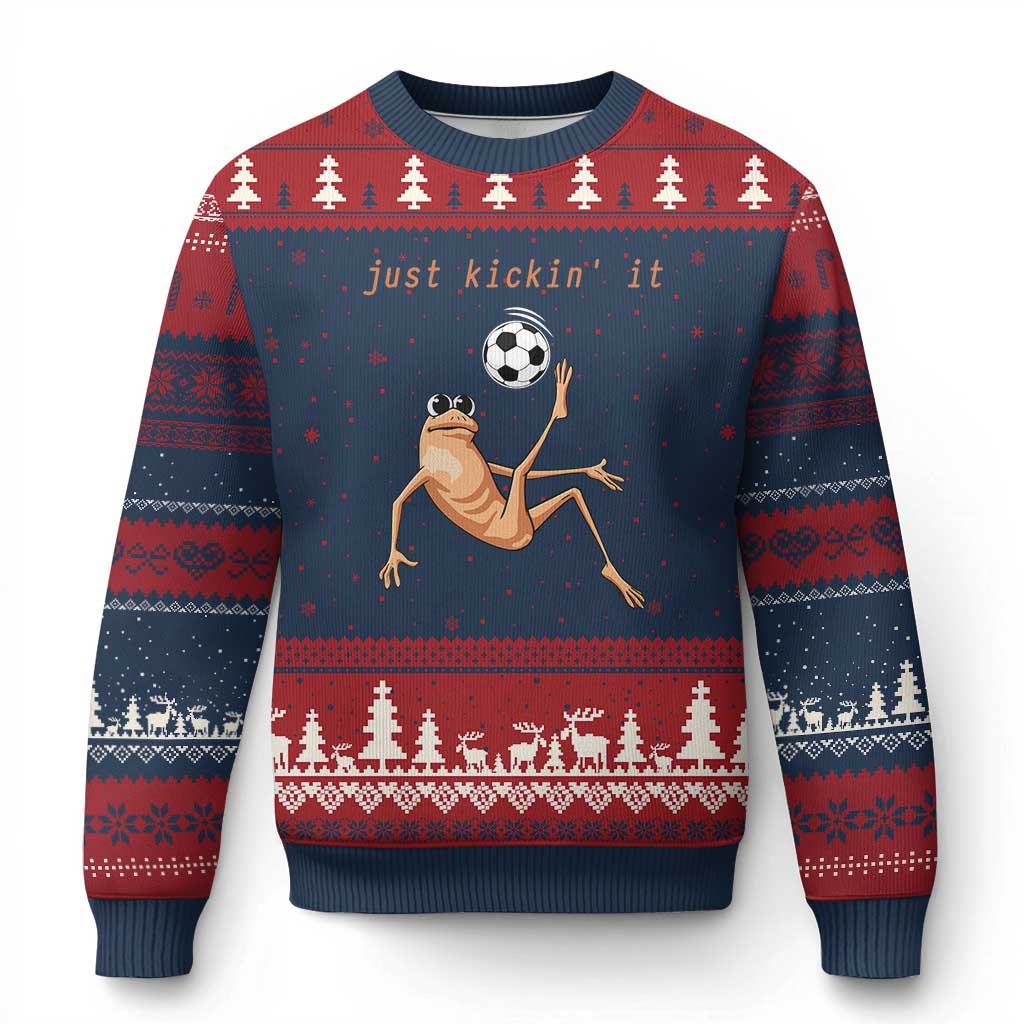 Funny Marcus The Worm Soccer Lover Ugly Christmas Sweater Just Kickin It