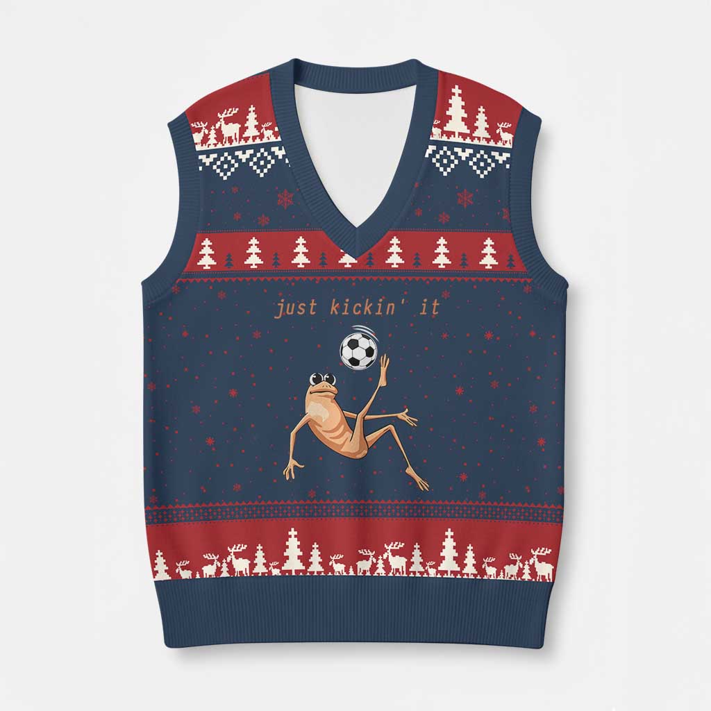 Funny Marcus The Worm Soccer Lover V-Neck Knit Sweater Vest Just Kickin It
