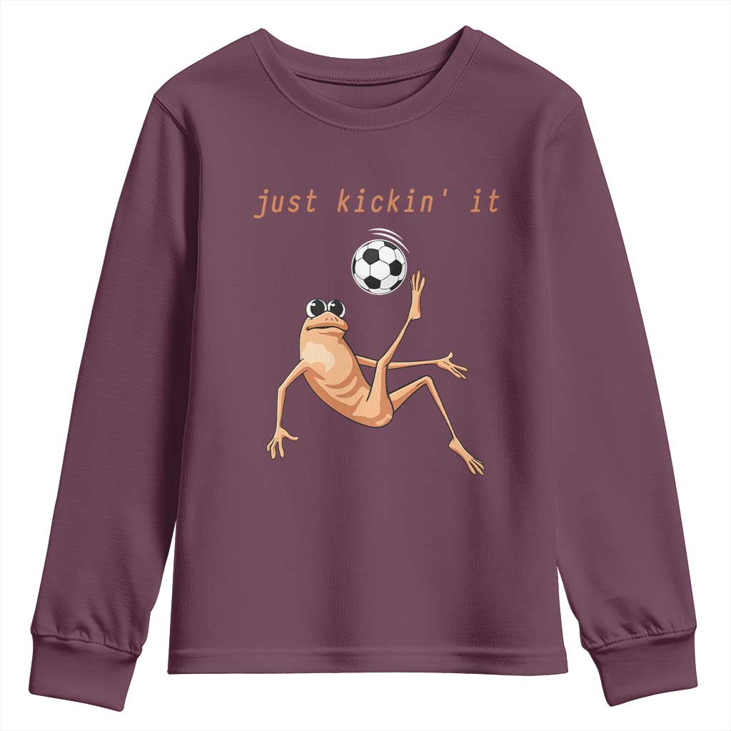 Funny Marcus The Worm Soccer Lover Youth Sweatshirt Just Kickin It
