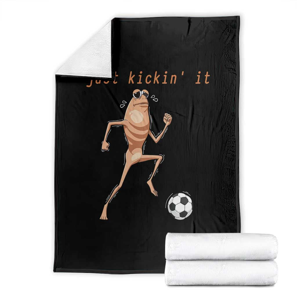 Just Kickin It Throw Blanket Funny Marcus The Worm Soccer Meme