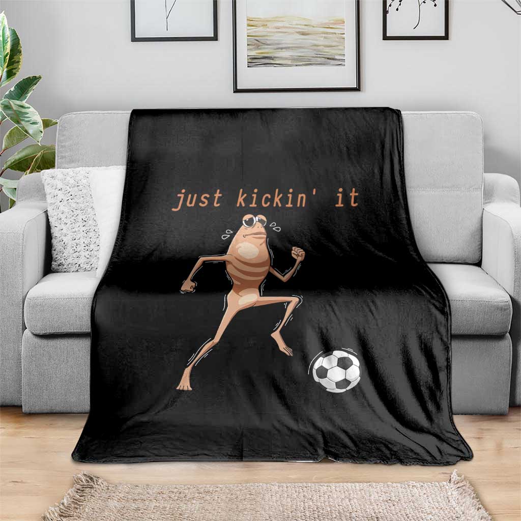 Just Kickin It Throw Blanket Funny Marcus The Worm Soccer Meme