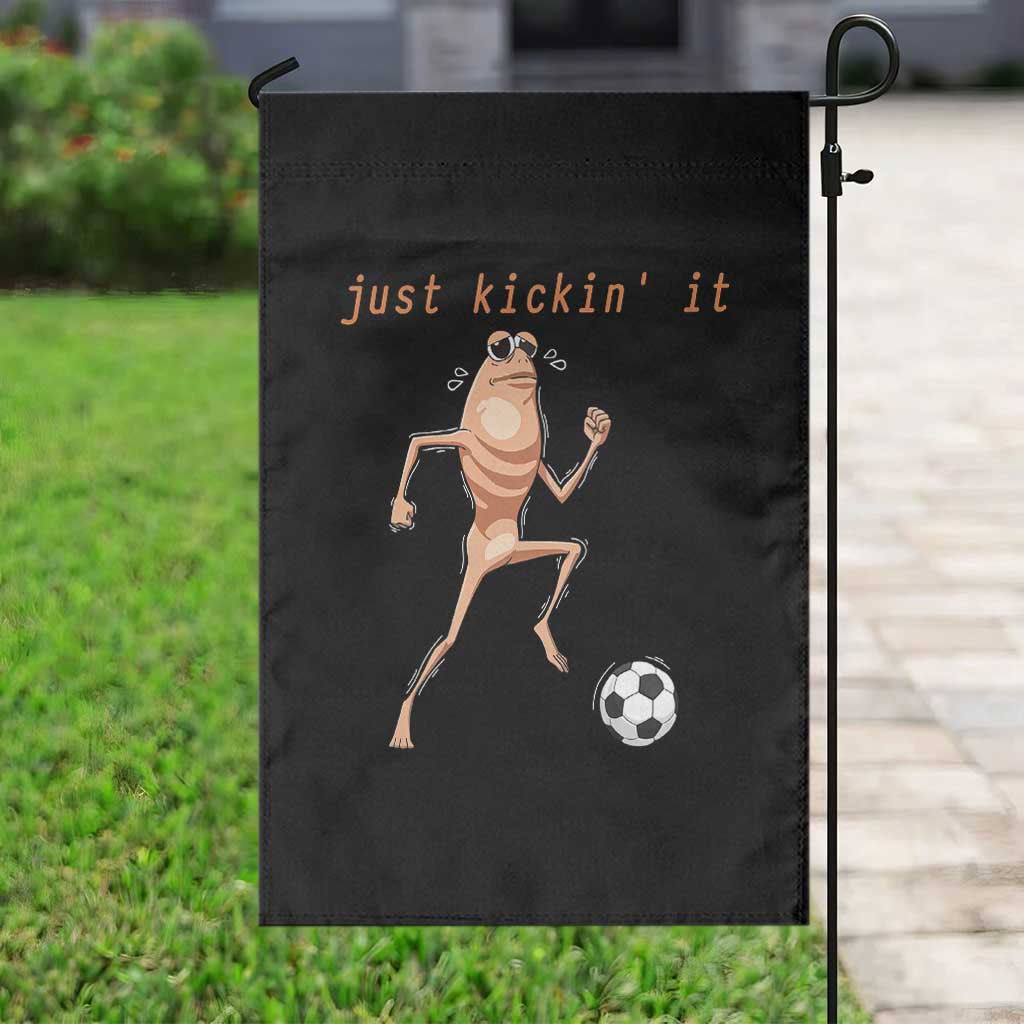 Just Kickin It Garden Flag Funny Marcus The Worm Soccer Meme