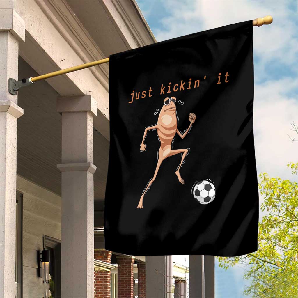 Just Kickin It Garden Flag Funny Marcus The Worm Soccer Meme