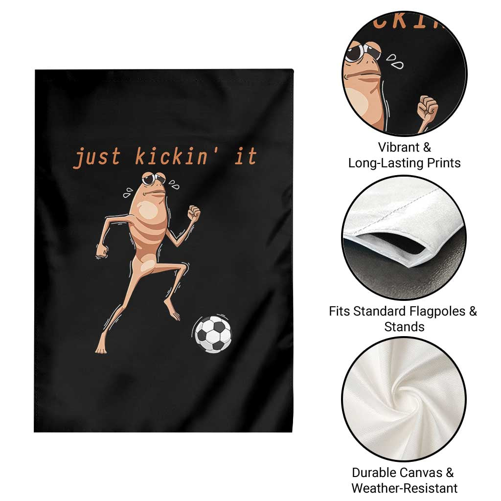 Just Kickin It Garden Flag Funny Marcus The Worm Soccer Meme