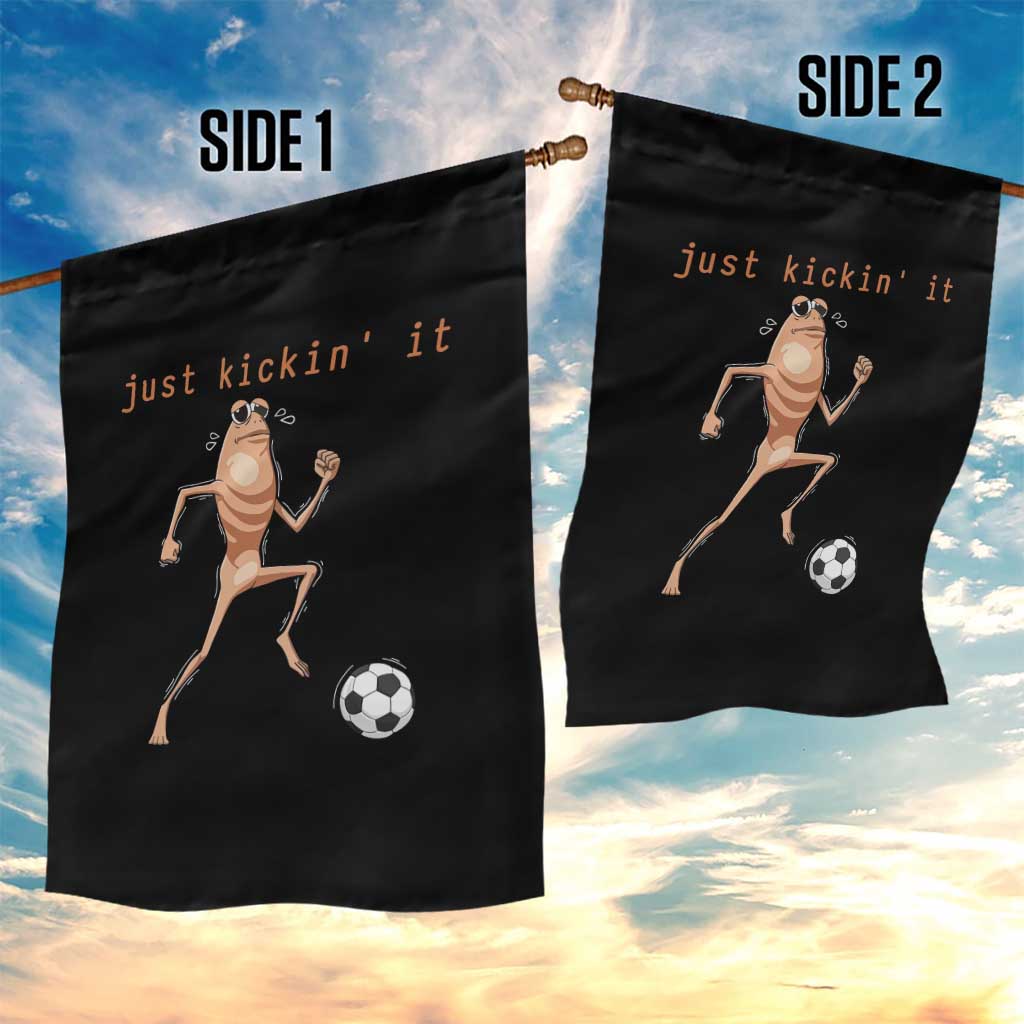 Just Kickin It Garden Flag Funny Marcus The Worm Soccer Meme