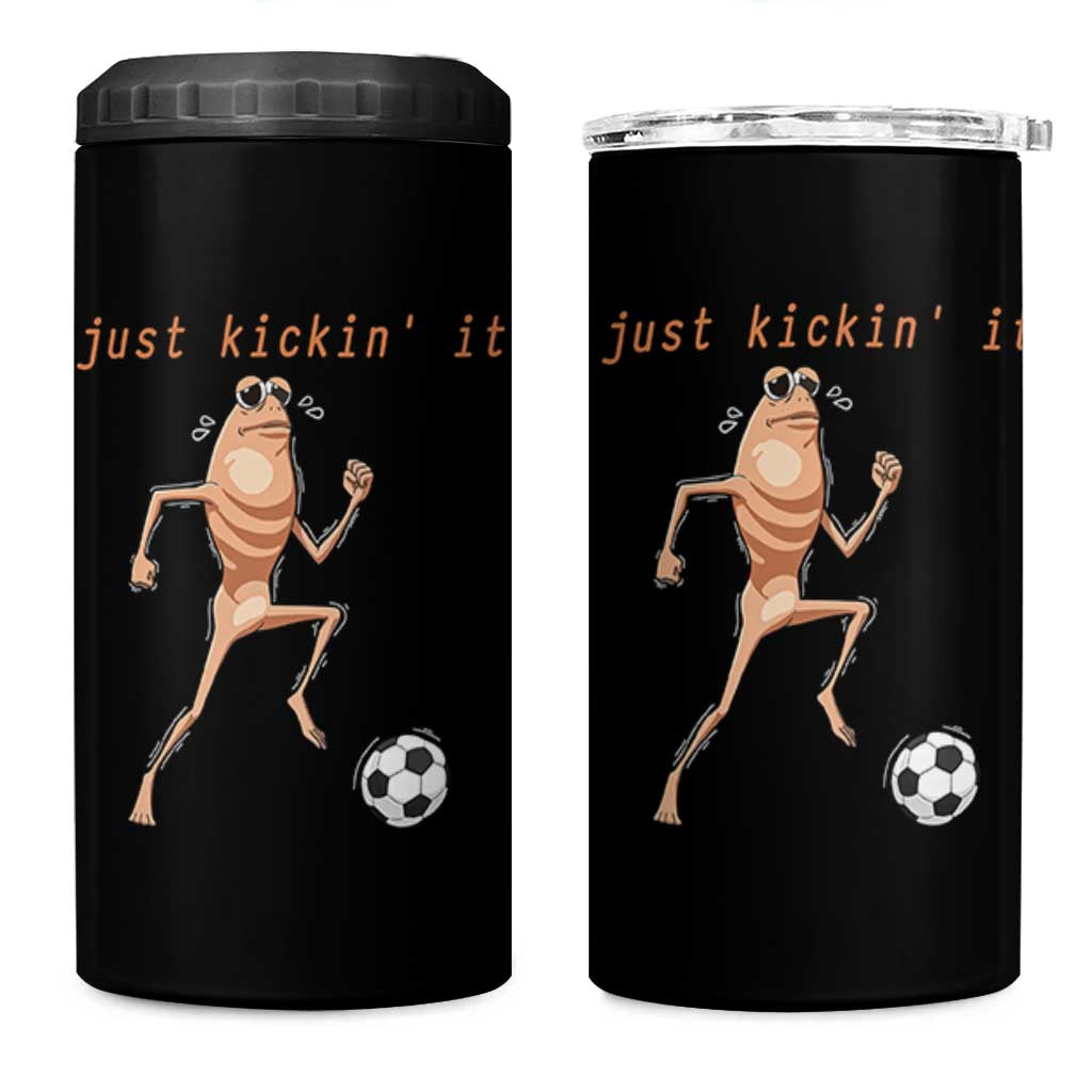 Just Kickin It 4 in 1 Can Cooler Tumbler Funny Marcus The Worm Soccer Meme