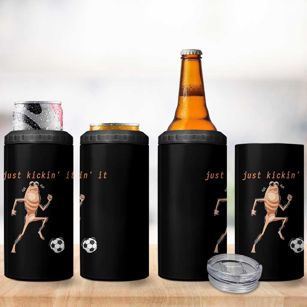 Just Kickin It 4 in 1 Can Cooler Tumbler Funny Marcus The Worm Soccer Meme