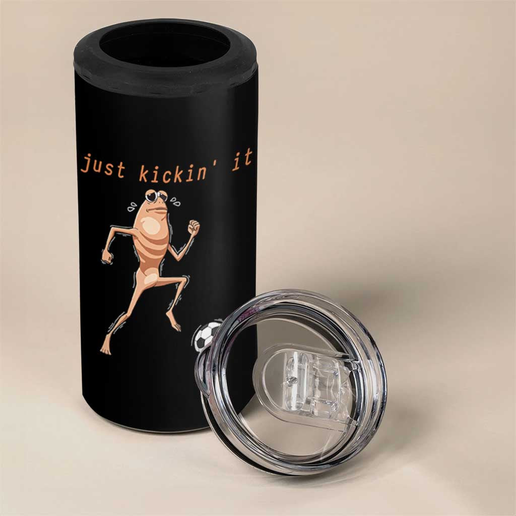 Just Kickin It 4 in 1 Can Cooler Tumbler Funny Marcus The Worm Soccer Meme