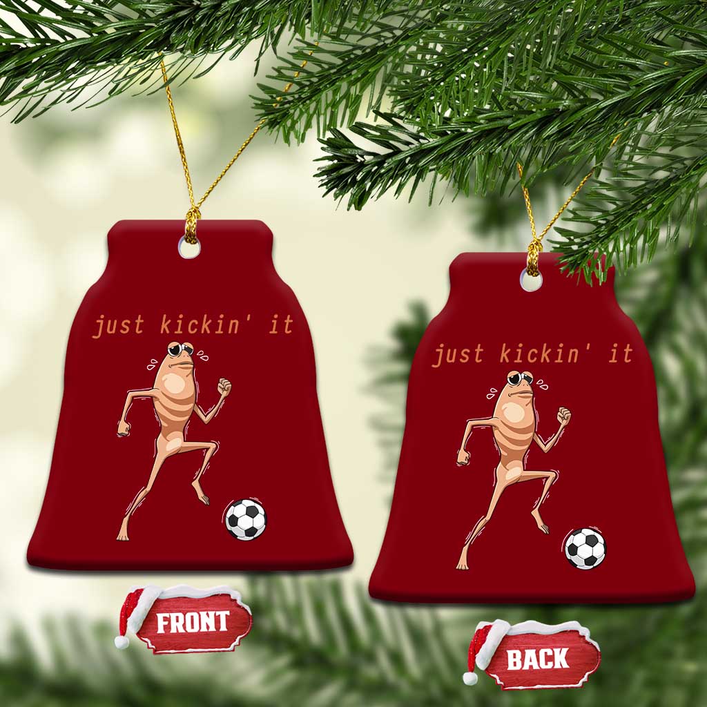 Just Kickin It Ceramic Ornament Funny Marcus The Worm Soccer Meme