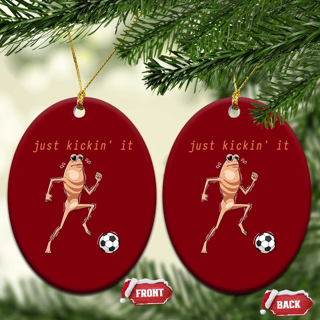 Just Kickin It Ceramic Ornament Funny Marcus The Worm Soccer Meme