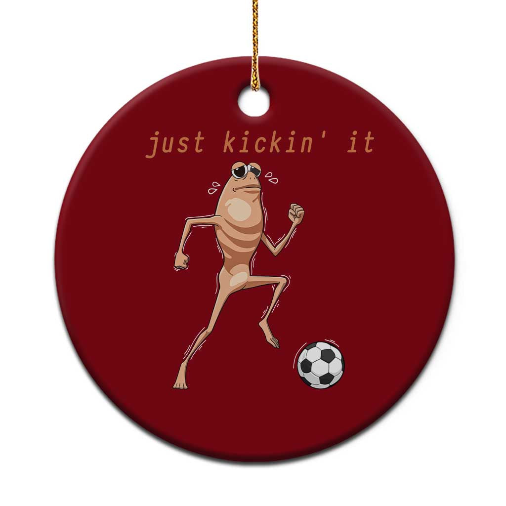 Just Kickin It Ceramic Ornament Funny Marcus The Worm Soccer Meme