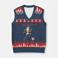 Just Kickin It V-Neck Knit Sweater Vest Funny Marcus The Worm Soccer Meme