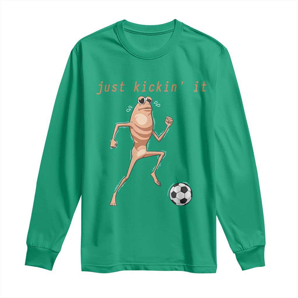 Just Kickin It Long Sleeve Shirt Funny Marcus The Worm Soccer Meme