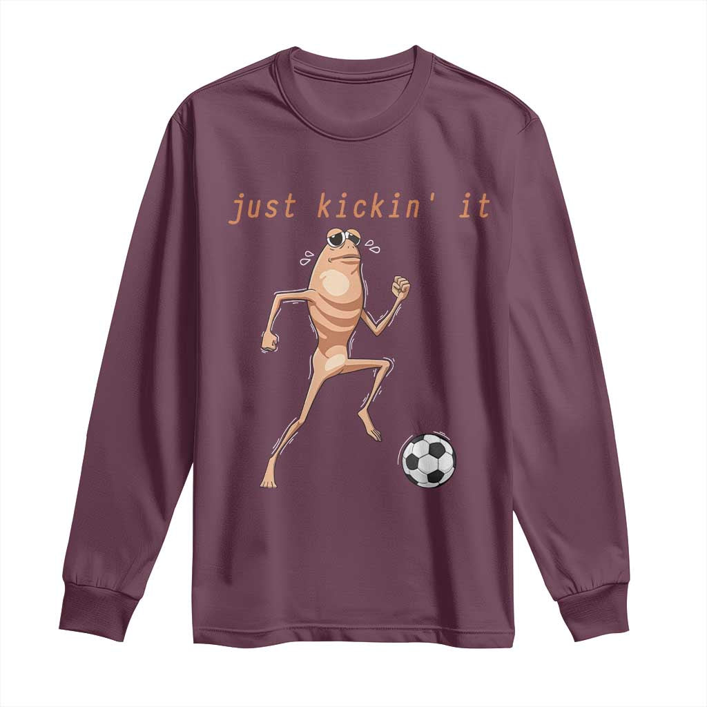 Just Kickin It Long Sleeve Shirt Funny Marcus The Worm Soccer Meme