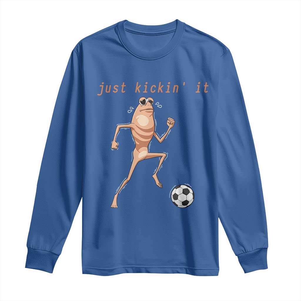 Just Kickin It Long Sleeve Shirt Funny Marcus The Worm Soccer Meme