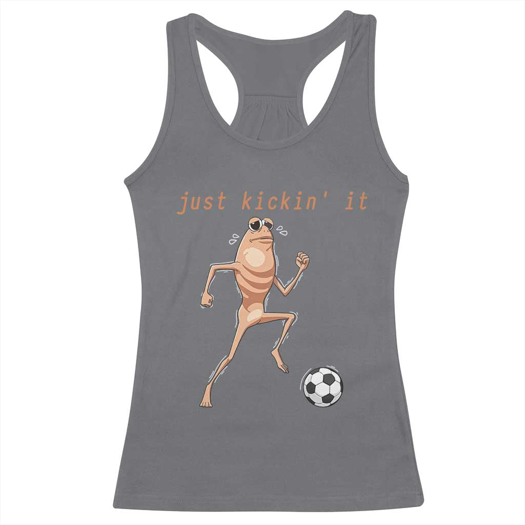 Just Kickin It Racerback Tank Top Funny Marcus The Worm Soccer Meme