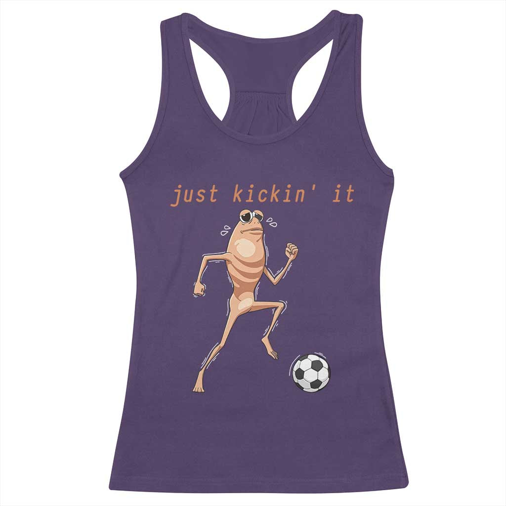 Just Kickin It Racerback Tank Top Funny Marcus The Worm Soccer Meme