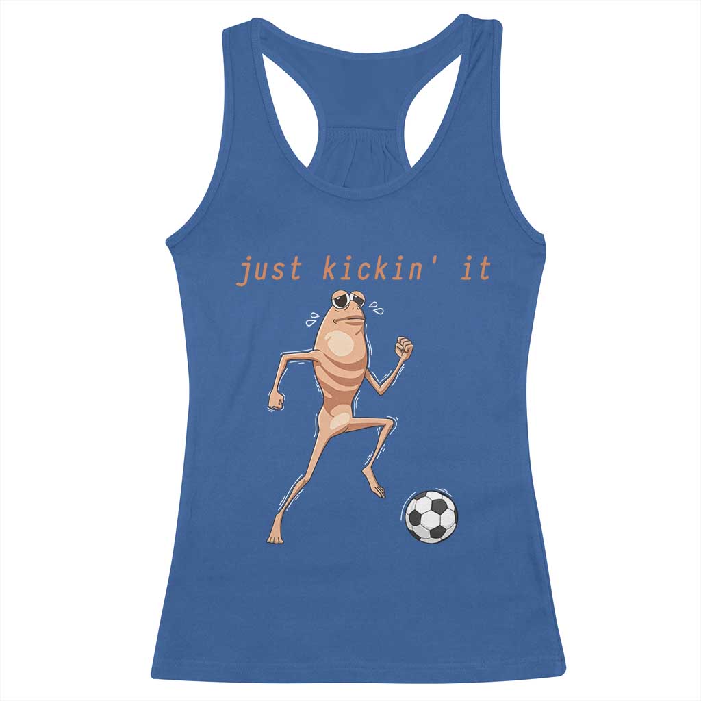 Just Kickin It Racerback Tank Top Funny Marcus The Worm Soccer Meme