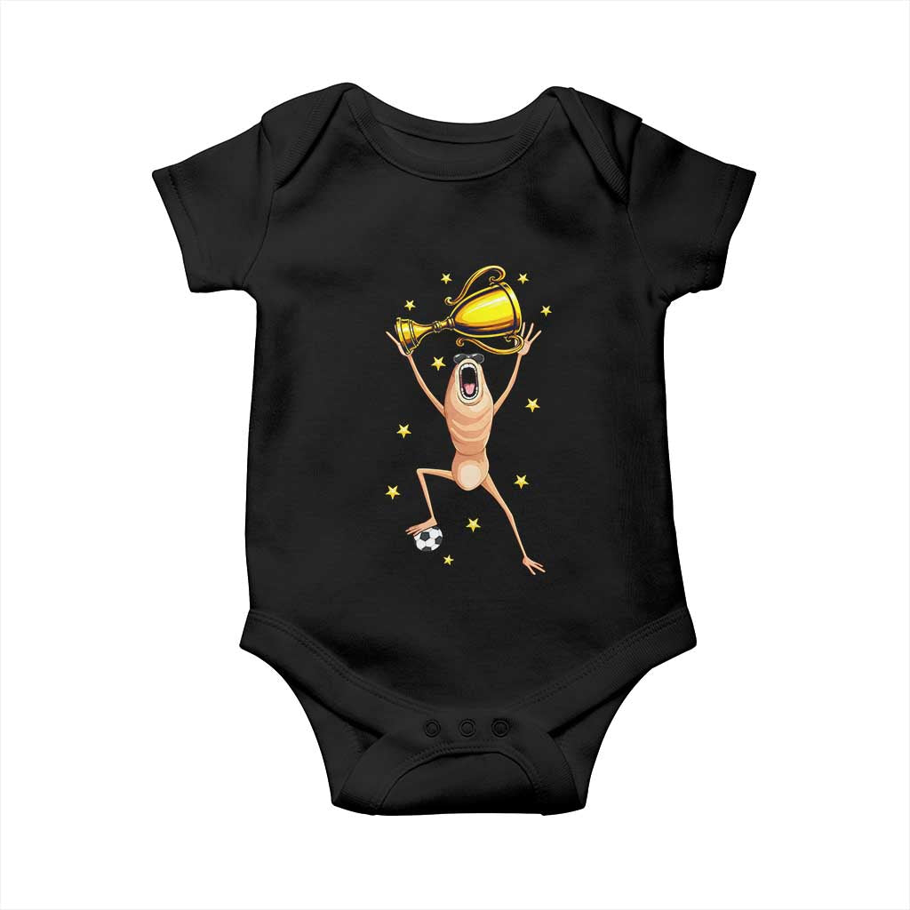 Funny Marcus The Worm Soccer Champion Baby Onesie Soccer Lover