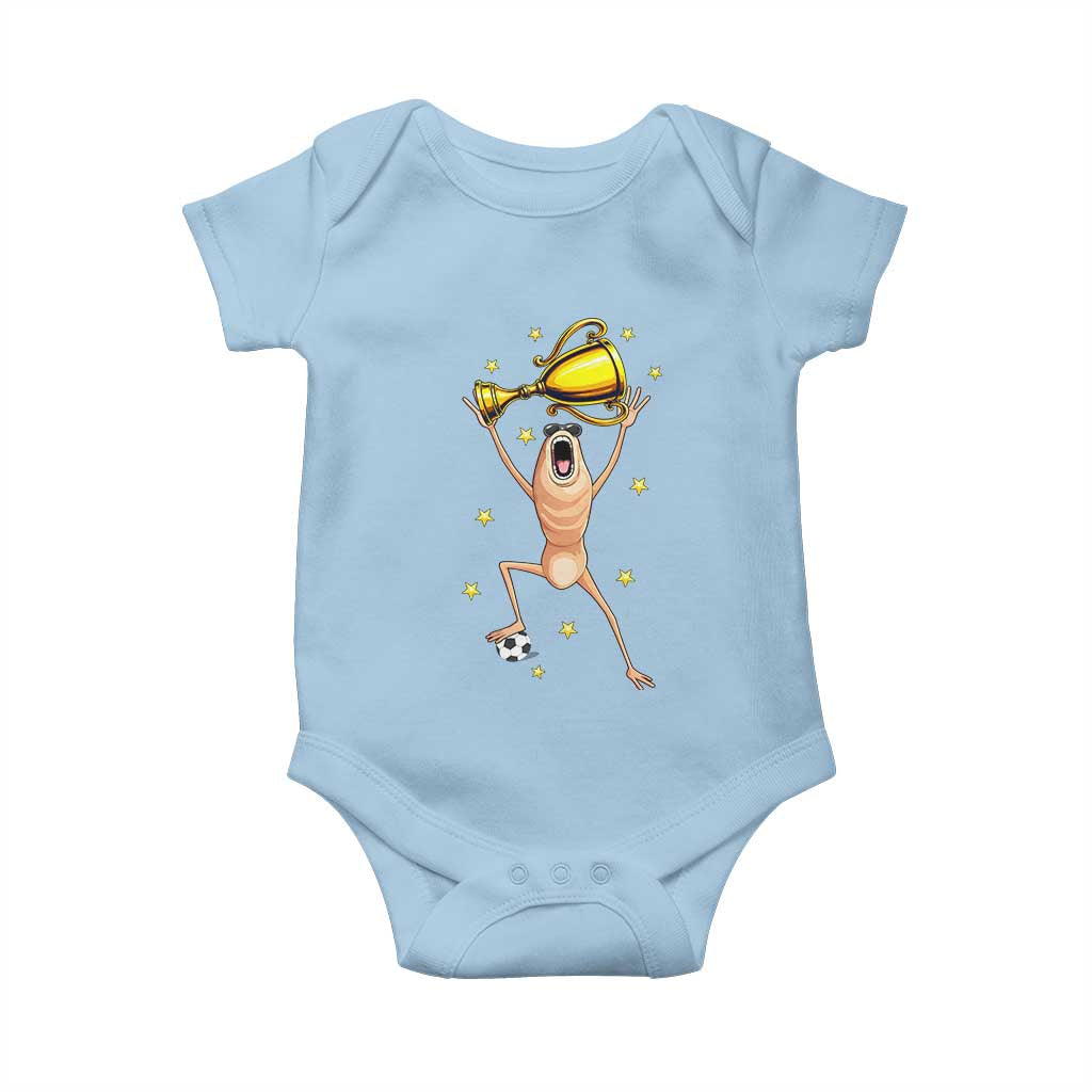 Funny Marcus The Worm Soccer Champion Baby Onesie Soccer Lover