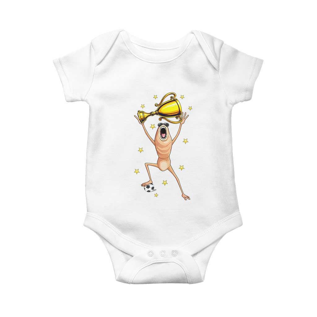 Funny Marcus The Worm Soccer Champion Baby Onesie Soccer Lover