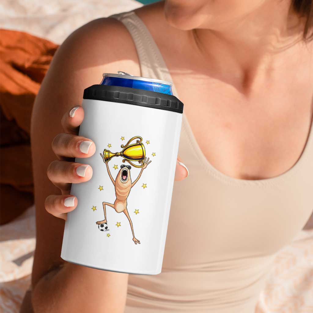 Funny Marcus The Worm Soccer Champion 4 in 1 Can Cooler Tumbler Soccer Lover