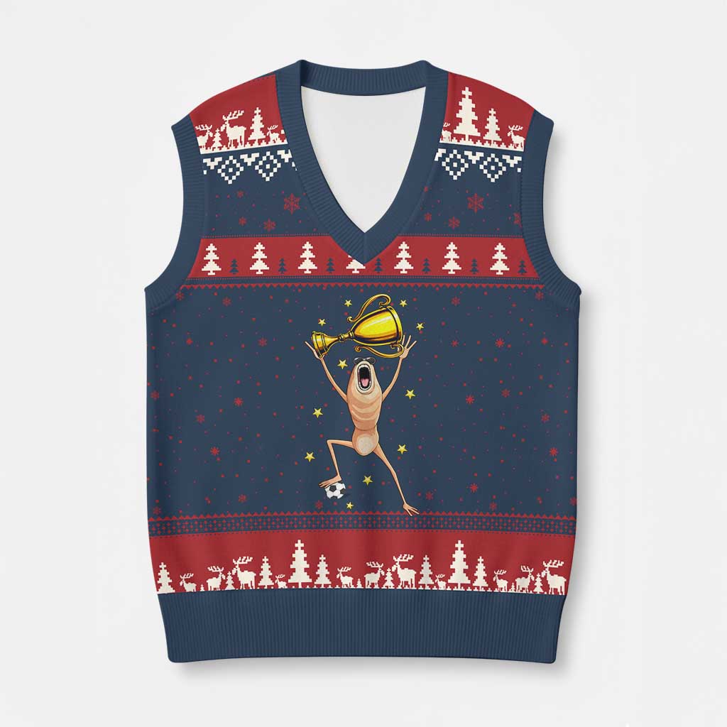 Funny Marcus The Worm Soccer Champion V-Neck Knit Sweater Vest Soccer Lover