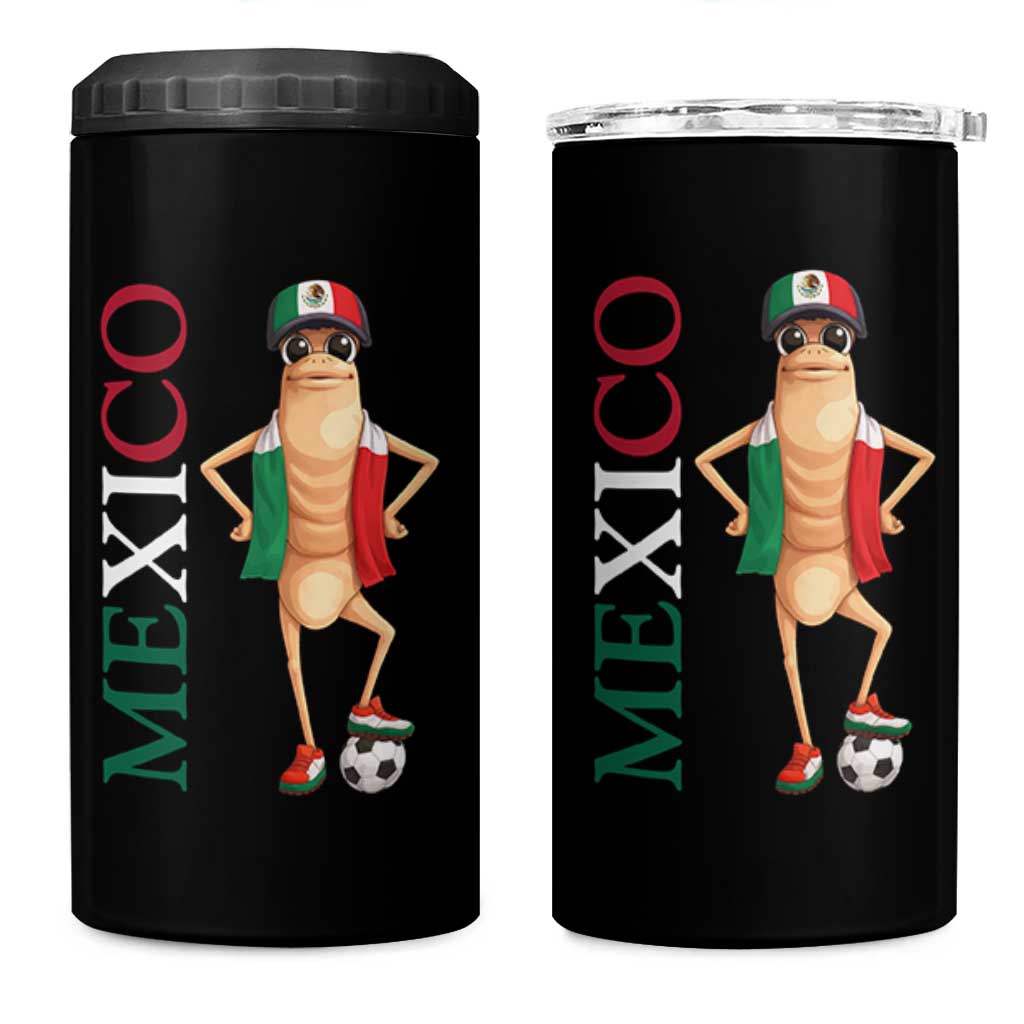 Mexico Soccer Fan Marcus The Worm 4 in 1 Can Cooler Tumbler Country Football Gift