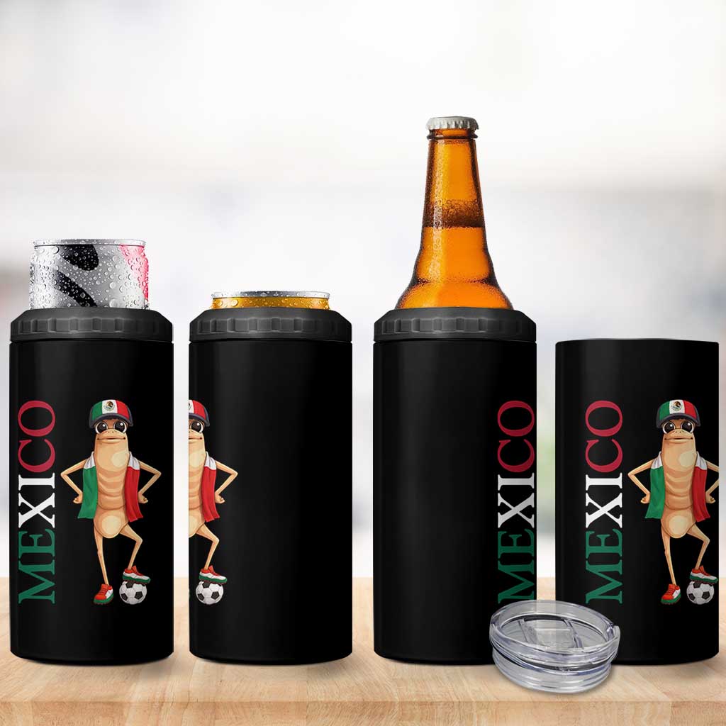 Mexico Soccer Fan Marcus The Worm 4 in 1 Can Cooler Tumbler Country Football Gift