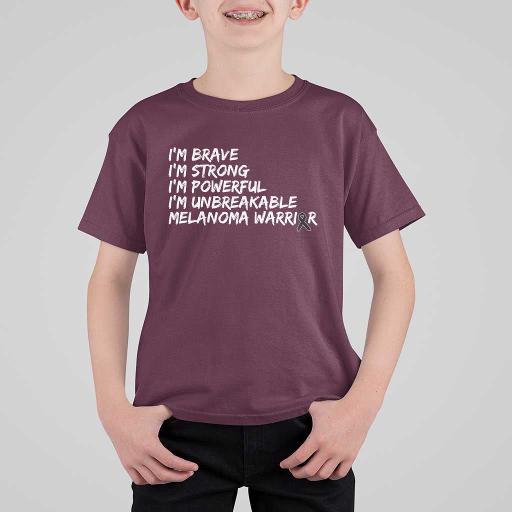 I Am Brave Strong Powerful Unbreakable T Shirt For Kid Melanoma Warrior Support