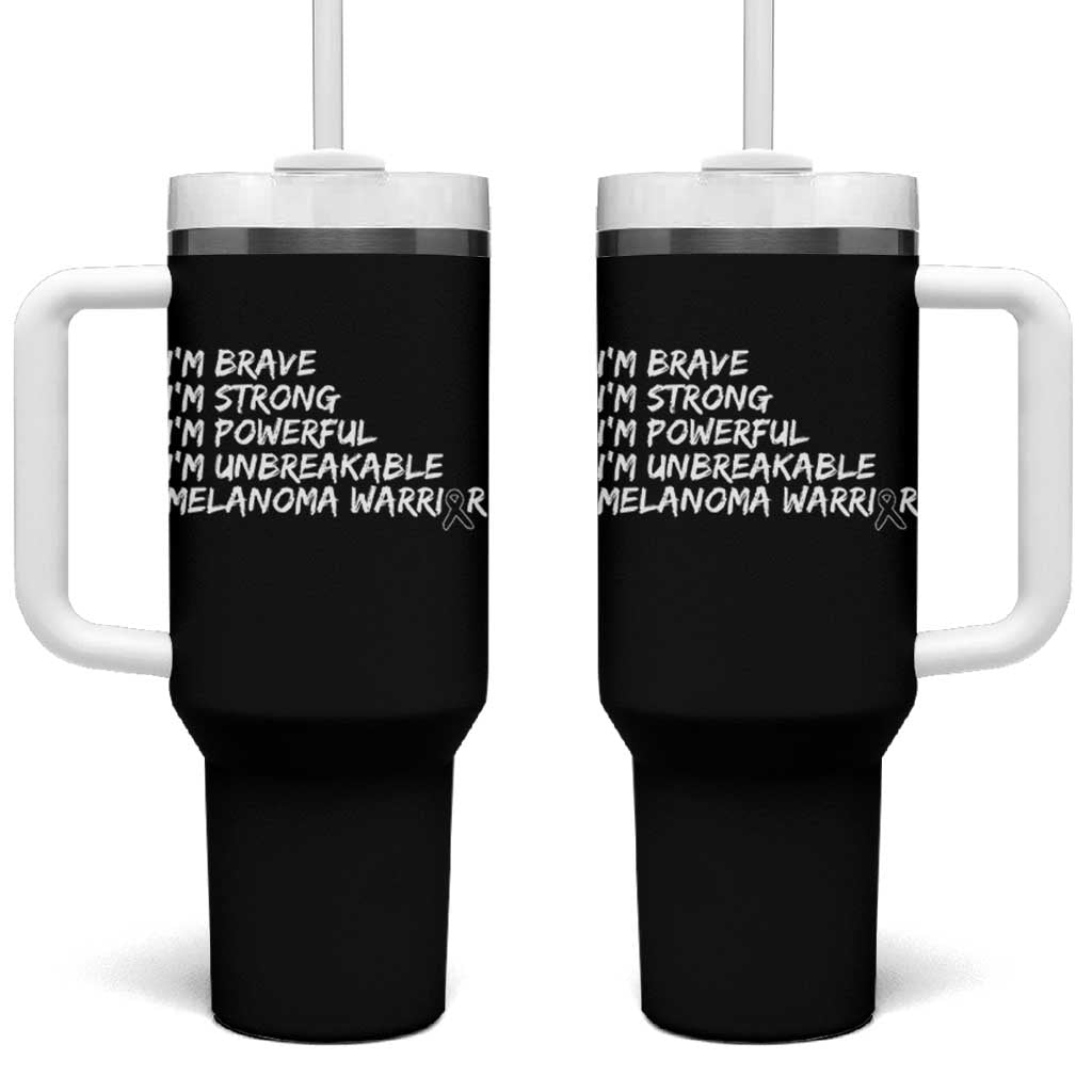 I Am Brave Strong Powerful Unbreakable Tumbler With Handle Melanoma Warrior Support