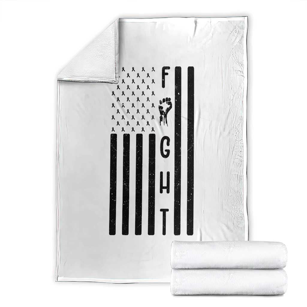Fight Skin Cancer Melanoma Fighter USA Flag Throw Blanket