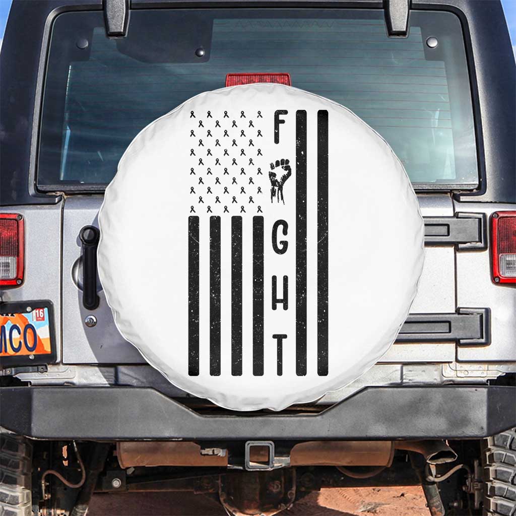 Fight Skin Cancer Melanoma Fighter USA Flag Spare Tire Cover