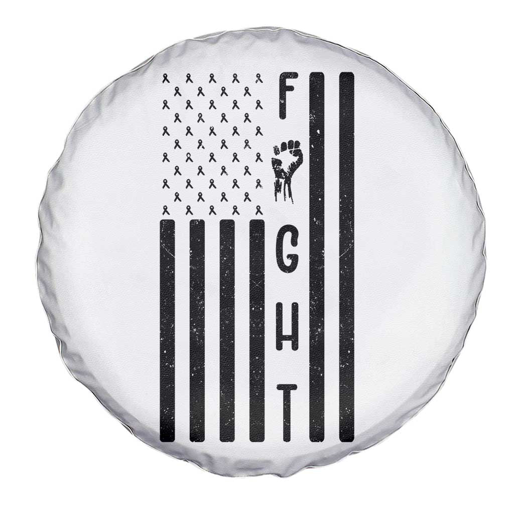 Fight Skin Cancer Melanoma Fighter USA Flag Spare Tire Cover