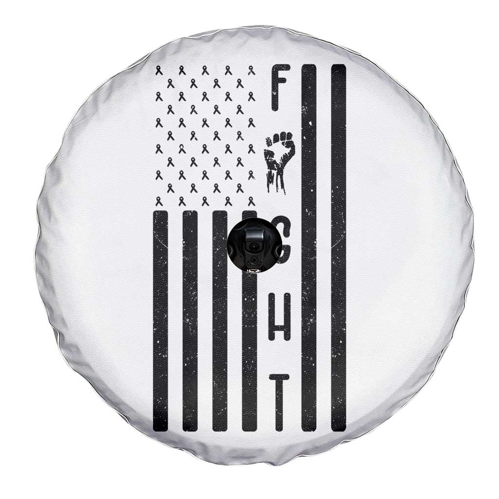 Fight Skin Cancer Melanoma Fighter USA Flag Spare Tire Cover